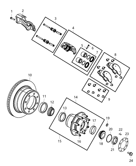 2013 Ram 3500 Adapter Disc Brake Caliper Rear Diagram for 68049160AB