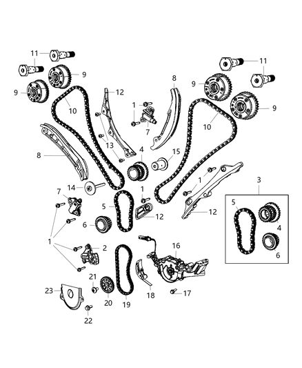 2015 Ram C/V Guide Timing Chain Diagram for 5184362AD
