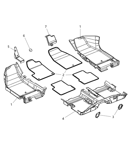 Carpet Passenger Floor, Passenger Side Diagram for 1XP81DX9AF