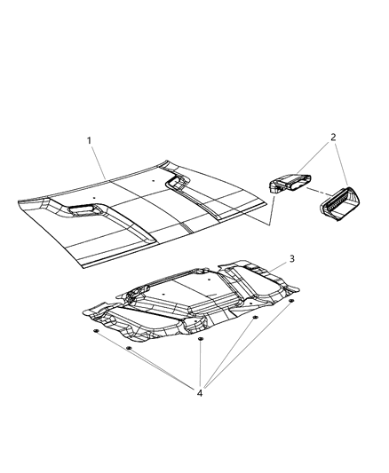 1992 Dodge B150 Hood Diagram for 68054456AB