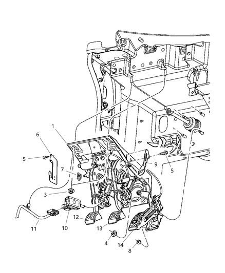 2004 Dodge Viper Pedal Assembly Adjustable Brake, Clutch And Accelerator Diagram for 5290890AE