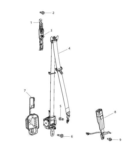 Adjuster Seat Belt Turning Loop Diagram for 4610241AB