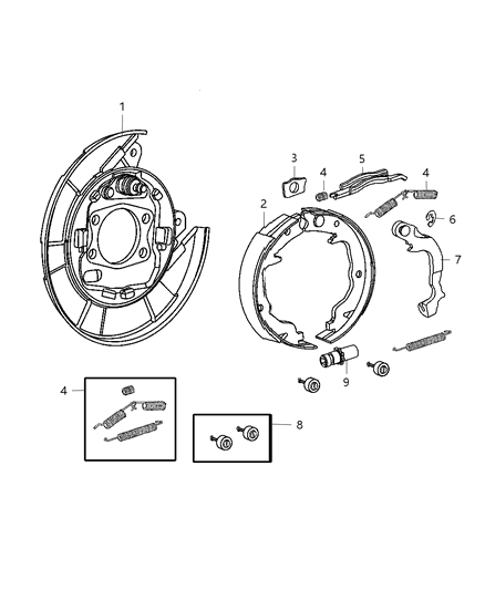 Pin Brake Shoe Hold Down Diagram for 68159650AA