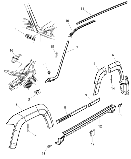 Molding Roof Diagram for 57010238AD