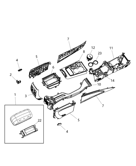 2003 Dodge Caravan Duct Air Outlet Includes Air Vents Diagram for 68085974AB