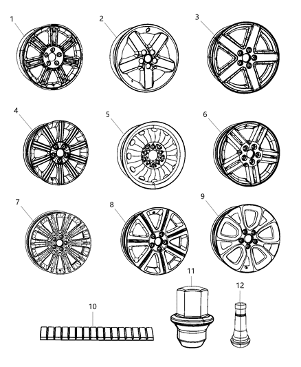 1989 Dodge D250 Wheel Aluminum Diagram for 1TA78DD5AA