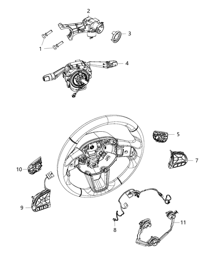 Clockspring Steering Column Control Module Diagram for 6UE06LXHAA