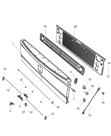 1998 Dodge Stratus Spacer Handle Diagram for 68529657AA