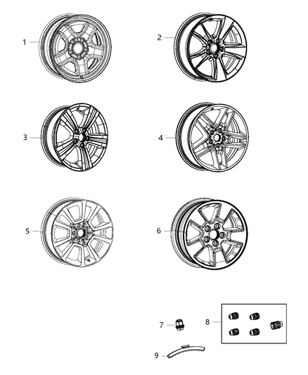 2014 Jeep Compass Wheel Aluminum Diagram for 5XT94LAUAA