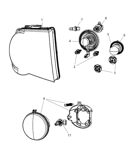 Lamp Headlamp Parking And Turn Diagram for 55078021AG