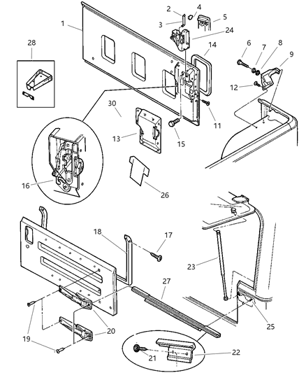 Bracket Tailgate Striker Diagram for 55176450AD