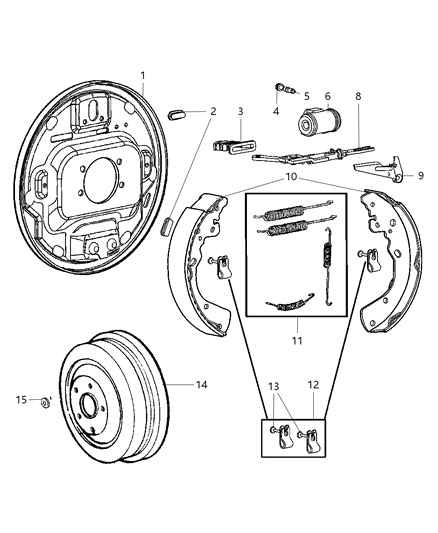 Spring Kit Brake Shoe Return Diagram for 68000250AB