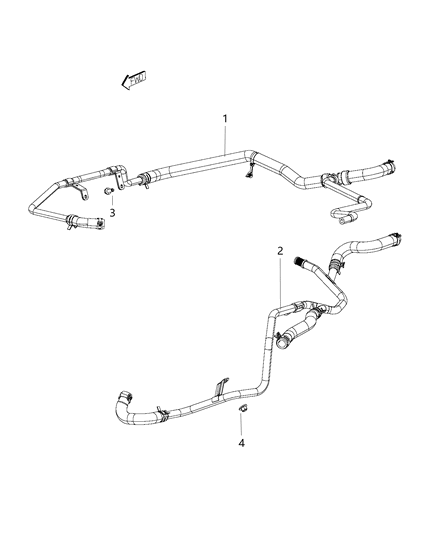 Hose Heater Return: Hoses, Clamps, Tubes Diagram for 55111208AB