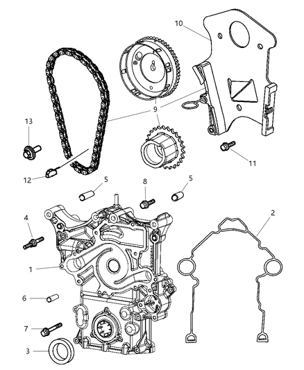 1989 Chrysler Fifth Avenue Pin Dowel M8X10.00 Front Timing Case Cover To Cylinder Block Diagram for 6506332AA