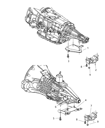 Bracket And Insulator Transmission Support Diagram for 52021320AB