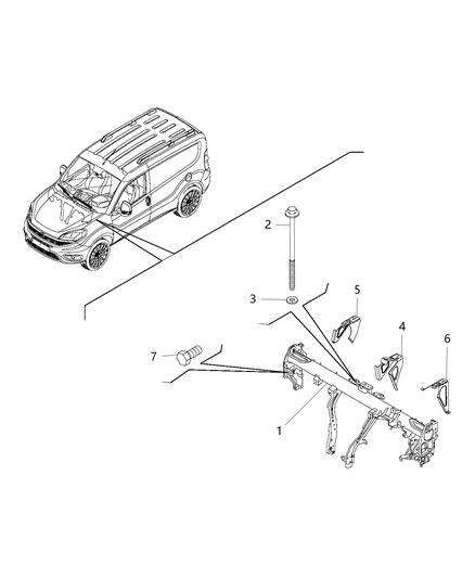 1989 Jeep Comanche Bracket Instrument Panel Right Diagram for 68259396AA