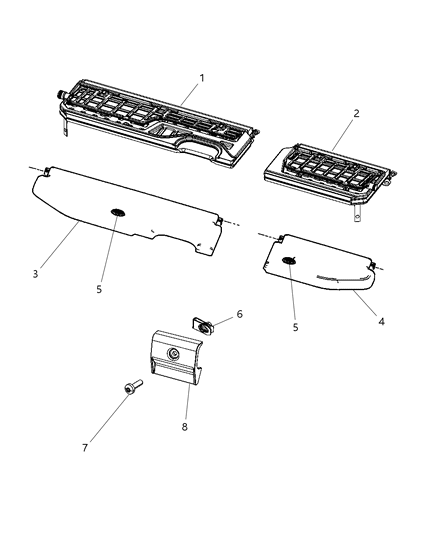 2002 Chrysler Concorde Latch Storage Bin Lid Diagram for 68059730AA