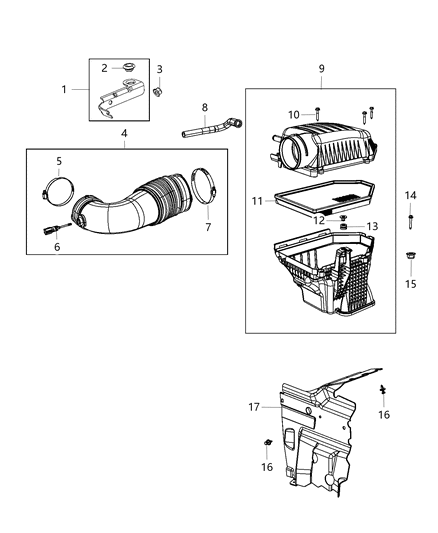 1998 Dodge B1500 Filter Air Diagram for 4861746AA