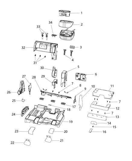 2002 Chrysler Town & Country Shield Recliner Upper Diagram for 1LL05HL1AA