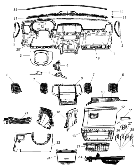 End Cap Instrument Panel Diagram for 1GF63DX9AE
