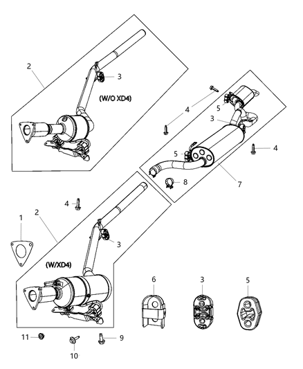 1994 Jeep Cherokee Pipe And Converter Exhaust Diagram for 68085280AD