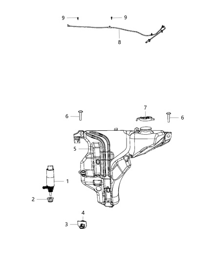 1993 Dodge B150 Hose Windshield Washer Diagram for 5182850AA