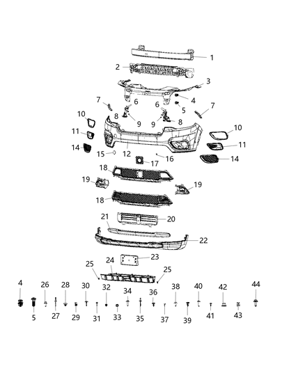 Push Pin M6.3X23.00 Wheelhouse Carpet Attach-5 Per Side Diagram for 6505403AA