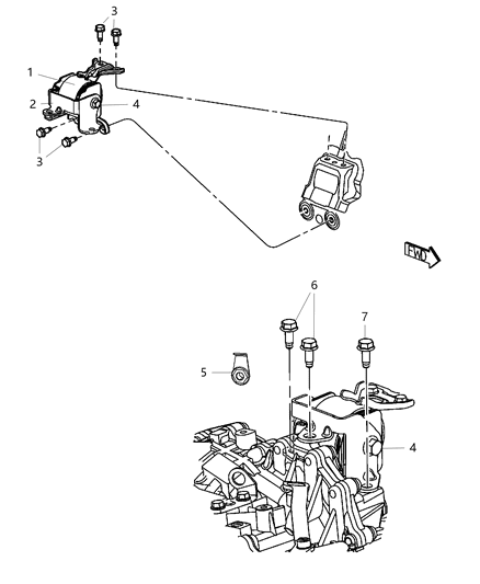 2008 Jeep Grand Cherokee Bracket Transmission Mount Diagram for 5105465AF