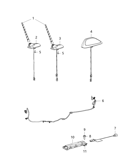 Antenna Base Cable And Bracket Sharkfin Diagram for 6ZZ66NF2AA