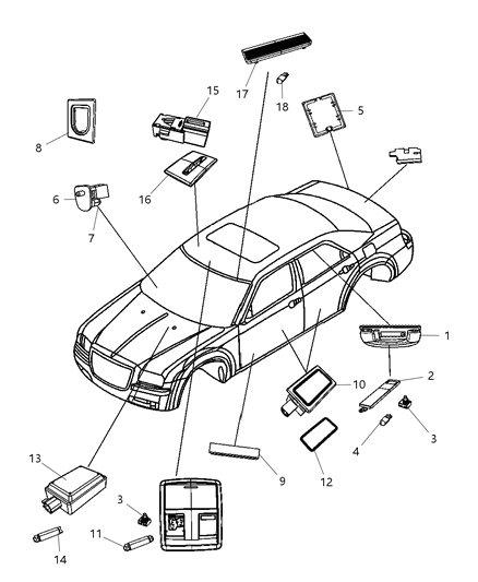 2008 Dodge Magnum Bezel LED Diagram for 1LF97XDVAA