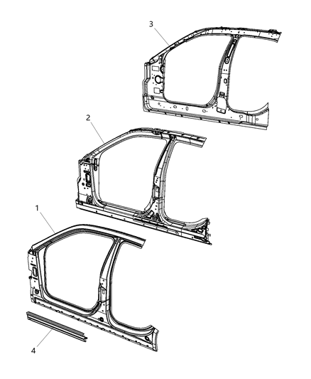 Panel Bodyside Aperture Outer Front Diagram for 68127973AG