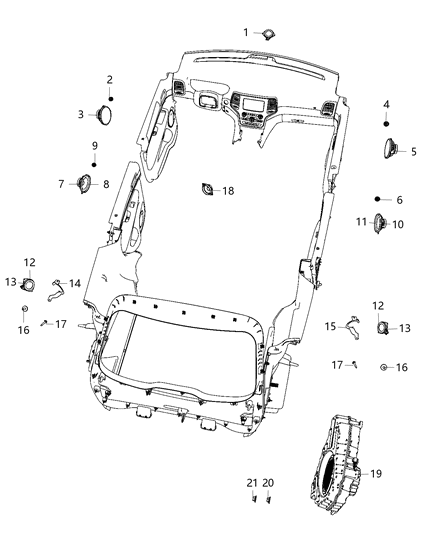 Speaker 3.5" Instrument Panel Diagram for 5064359AB