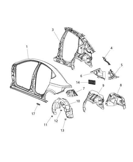 Reinforcement Bodyside Aperture Rear Diagram for 68158889AB