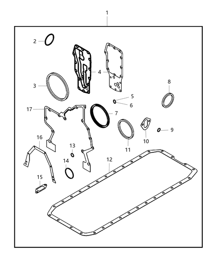 1992 Dodge Spirit Gasket Timing Case Cover Rear Gear Housing Diagram for 68282010AA