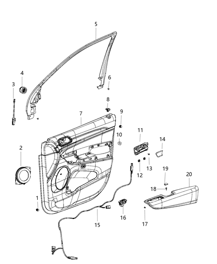 Panel Front Door Trim Diagram for 6XC512SAAA