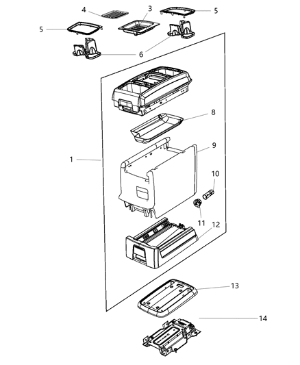 Console Center Diagram for 1EV701D1AG