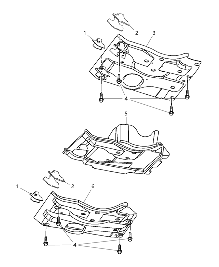 Support Assembly Front Belly Pan Diagram for 52129290AA