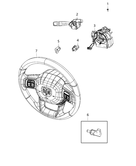 1986 Dodge Ramcharger Clockspring Steering Column Control Module Diagram for 68459580AA