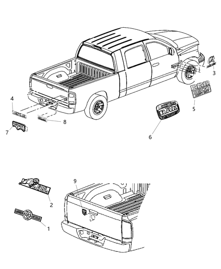 2008 Dodge Sprinter 2500 Nameplate Ram 3500 Heavy Duty Diagram for 55372159AB