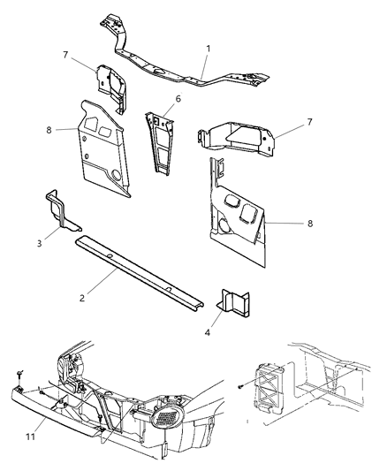 1984 Dodge 600 Crossmember Front Side Rail Diagram for 4783295AB