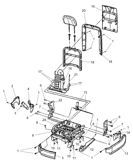 2004 Chrysler Pacifica Recliner Front Seat Back Diagram for 5102356AA