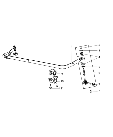 Retainer Stabilizer Bar Grommet Diagram for 52013696AA