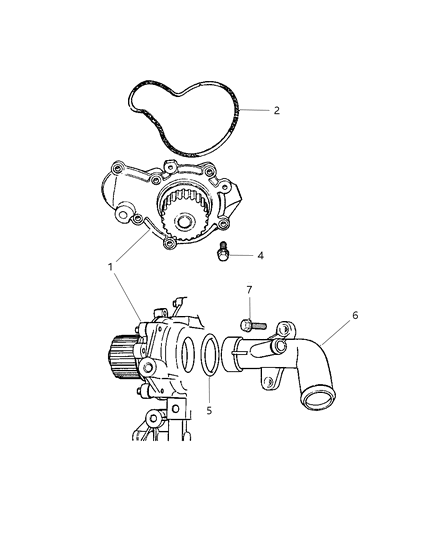 2004 Chrysler PT Cruiser Pump Water Diagram for 4884159AA