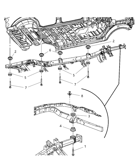 Isolator Cab Underbody Rebound Diagram for 55362403AD