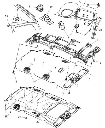 Clip Headliner Mounting Diagram for 5016132AA