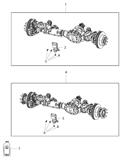 Axle Assembly Front Complete Diagram for 68293571AB