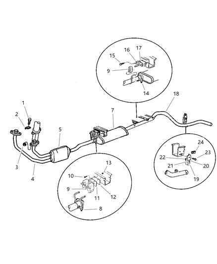 1997 Dodge Ram Van Bracket, Tailpipe Hanger Diagram for 52103001