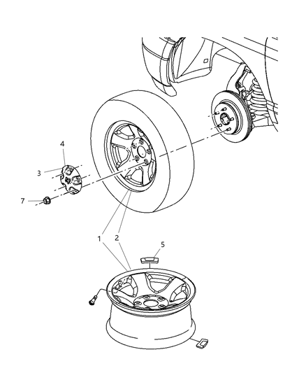 2006 Dodge Ram 3500 Cap Wheel Center Chrome Diagram for 1AB04S4AAA