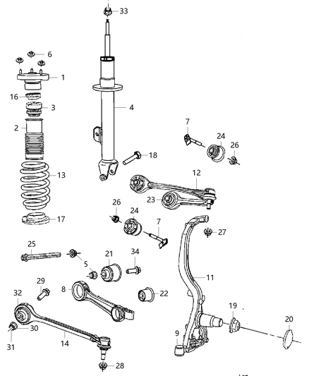 Shock Absorber Suspension Front Diagram for 5181349AF