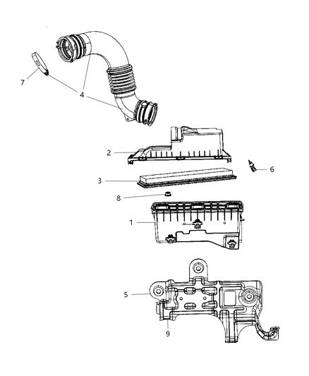 2009 Dodge Caliber Hose Clean Air Diagram for 4891957AB